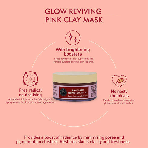 Red Moroccan Clay Face Pack, Natural Skincare for Healthier Complexion, Skin Firming, 250 Grams