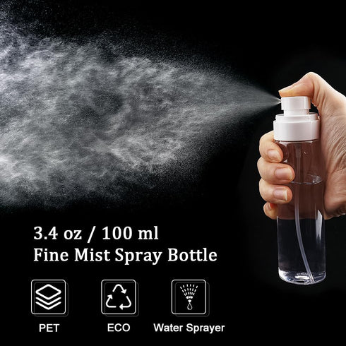 Cosywell Fine Mist Spray Bottles TSA Approved 3.4oz/100ml 3 Pack Leak Proof Travel Size Bottles Refillable Plastic Hair Spray Bottle for Perfume Skincare Toners Water Cosmetics (3Clear) by Cosywell