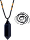 Runyangshi Black Obsidian Healing Crystal Pendants, Double Pointed Natural Crystal Quartz Necklace, Chakra Crystal Wand