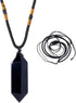 Runyangshi Black Obsidian Healing Crystal Pendants, Double Pointed Natural Crystal Quartz Necklace, Chakra Crystal Wand