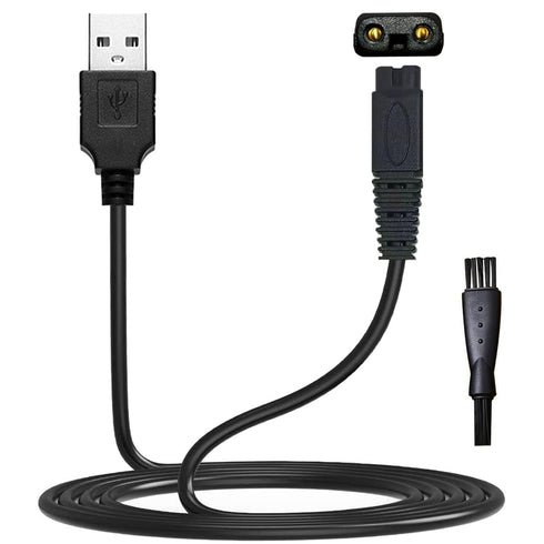 Microtouch Solo Electric Shaver Charger Cord, USB Charging Cable 31.5 in with Cleaning Brush