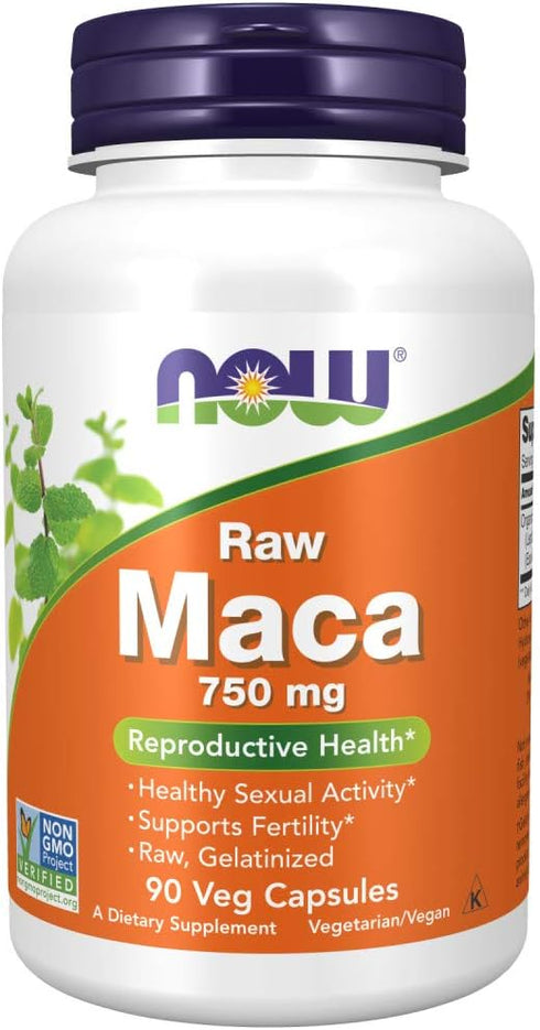 NOW Supplements Maca 750 mg Raw, 90 Veg Capsules for Reproductive Health*