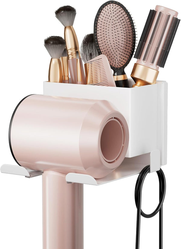 Hair Dryer Holder Wall Mounted, Hair Tools Organizer, Bathroom Space-Saving Blow Dryer