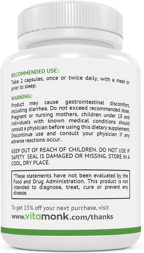 Vitamonk Quad Magnesium Blend with Orotate, Glycinate, Taurate, and Di-Magnesium Malate for Sleep and Mood