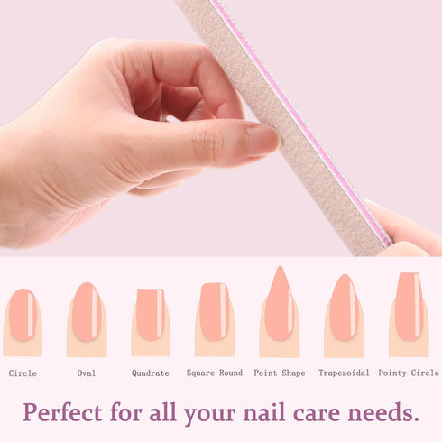 Nail File 12 PCS Professional Reusable 100/180 Grit Washable Tools for Poly Nail Extension Gel and Acrylic