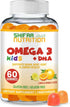 Gelatin Free Kids Omega 3 Gummies w/DHA, Plant-Based, Gluten Free & Non-GMO, 30 Servings