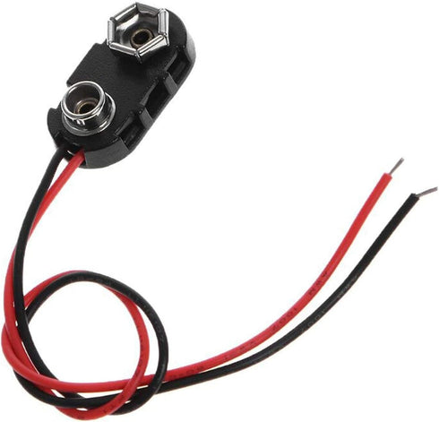 YUTOKEER 9V 15cm 5Pcs Battery Clip Connector Tinned Wire Leads Black Red I Type Battery snap Clip Connector