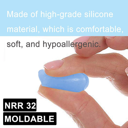 Ear Plugs for Sleeping, Reusable Silicone Moldable Noise Cancelling Earplugs for Swimming, Snoring