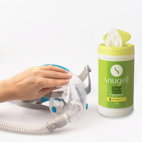 CPAP Mask Wipes by Snugell, 2-Canister, 110 Count, Citrus Scent, 100% Soft Cotton, Skin Safe with Aloe Vera
