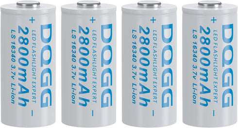 3.7 Volt 116340 Rechargeable Battery 2800mAh 4 Pack for LED Flashlight, Headlamps, etc.