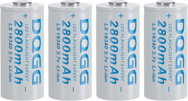 3.7 Volt 116340 Rechargeable Battery 2800mAh 4 Pack for LED Flashlight, Headlamps, etc.