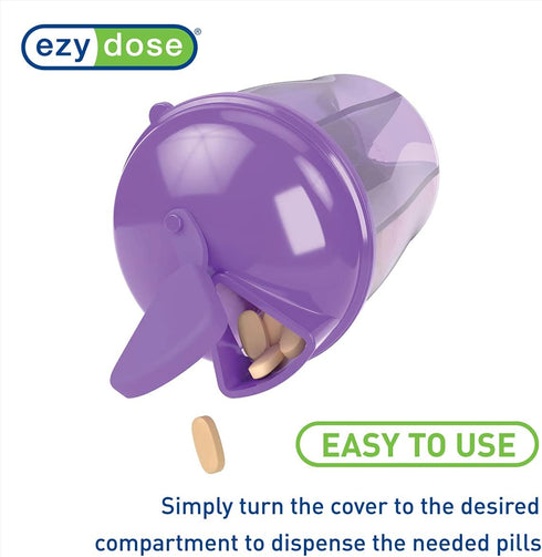 EZY DOSE 30-Day Vitamin Organizer, 6 Large Compartments, Easy to Use, Color May Vary, BPA Free