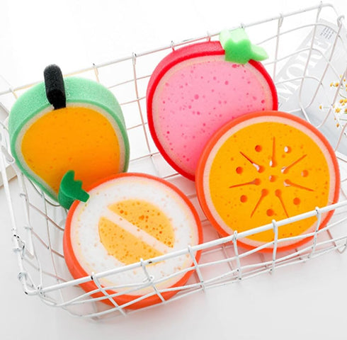 Cute Fruit-Shape Kitchen Sponge Washing Sponge, 12pcs Dish Cleaning Scrubber (4.72X4.72X1.38in)