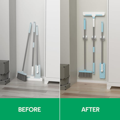 5 Pack Broom Holder Wall Mount, No Drilling Self Adhesive Mop Grippers, Dustpan and Broom Organizer