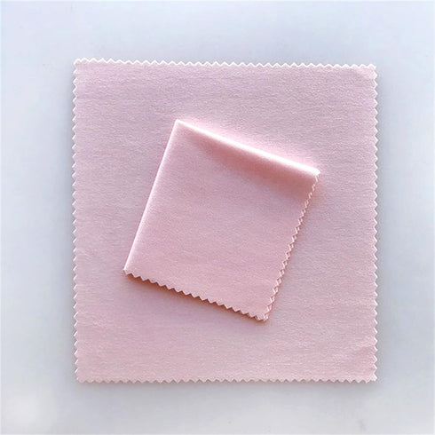 50pcs Pink Jewelry Cleaning Cloth, Small Polishing Cloth for Sterling Silver, Gold, Platinum, 8x8cm