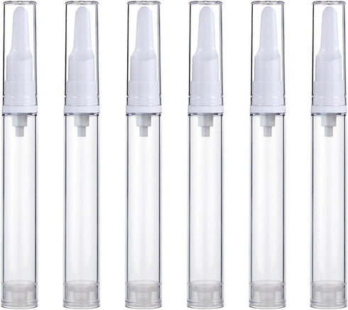 6 Pack Airless Pump Jars, Travel Size Foundation Container, 5ml Cosmetic Pump Bottles