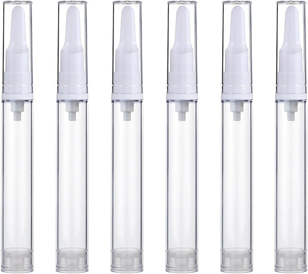 6 Pack Airless Pump Jars, Travel Size Foundation Container, 5ml Cosmetic Pump Bottles