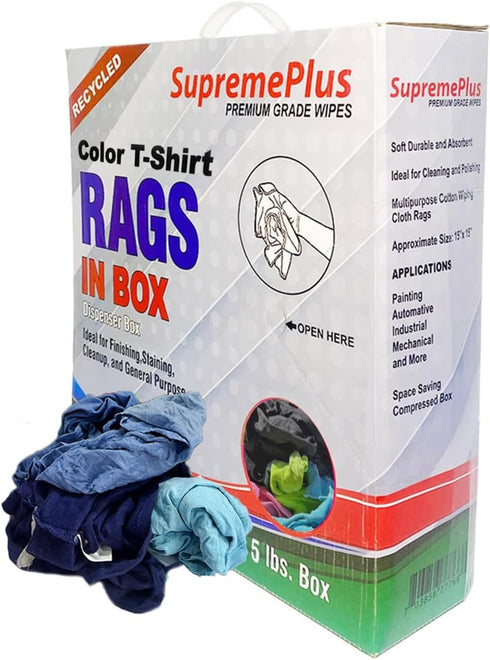 Recycled Color Knit Rags, Shop Bulk Cotton Rag for Wiping, Cleaning, Dusting, 5 lbs. Compressed Box