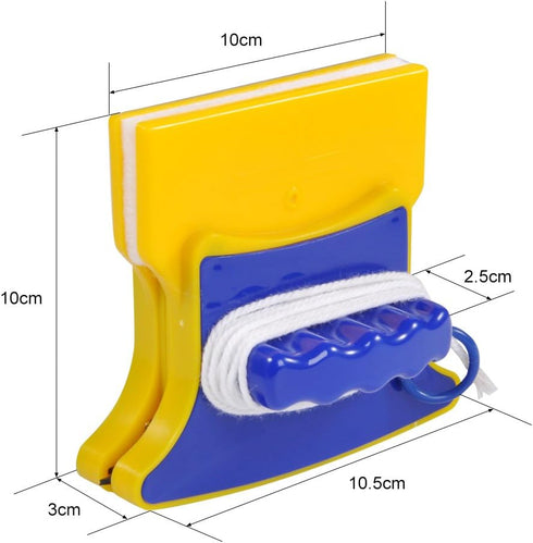 GOTOTOP Magnetic Window Cleaner Tools, Double-Sided Glass Wiper with 2 pcs Cotton for Home Use, Blue