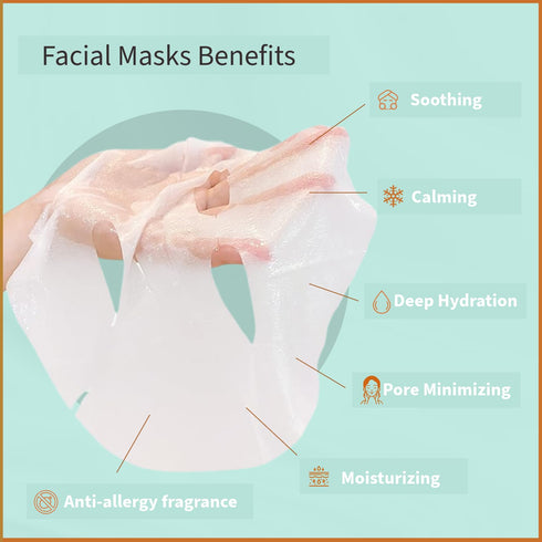 YoungMe Soothing Glam Facial Sheet Mask, 6 Sheets for Sensitive Skin, Korean Skin Care, Deep Real Mask