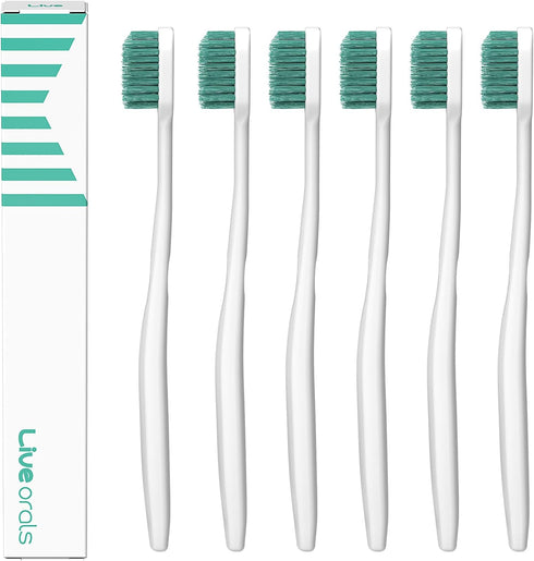 LiveOrals V-Cut Orthodontic Toothbrush (White) Pack of 6, Medium Bristles, Ergonomic Manual