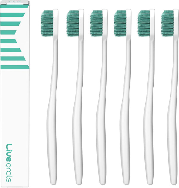 LiveOrals V-Cut Orthodontic Toothbrush (White) Pack of 6, Medium Bristles, Ergonomic Manual