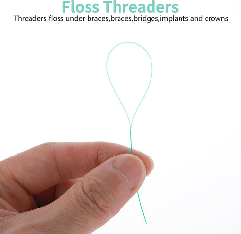 100 Pcs Multifunctional Floss Threaders (Green) for Deep Clean Flossing Braces, Bridges, and Implants