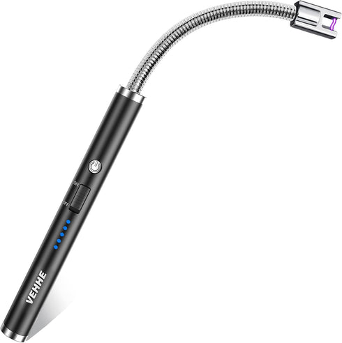 VEHHE Candle Lighter, Electric Rechargeable Arc Lighter with LED Battery Display, Long Flexible Neck USB Lighter for
