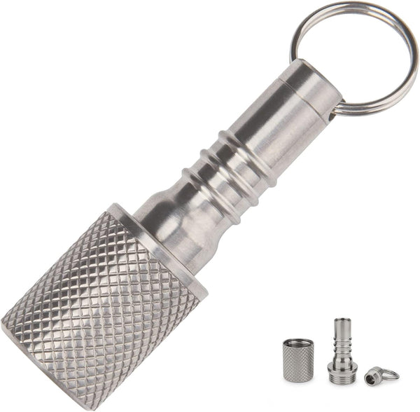 Keychain Pill Holder, Titanium Pill Case Small Organizer, Waterproof Pill Box, EDC Pill Container Metal Tube for