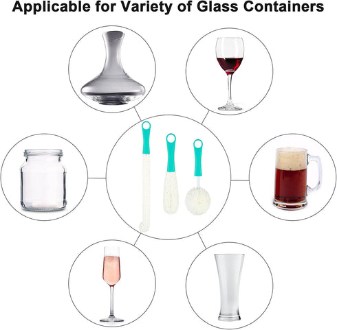 3 Pieces Flexible Wine Cleaning Brush with Stainless Steel Decanter Balls, Multi-Function Household Cleaning Tools