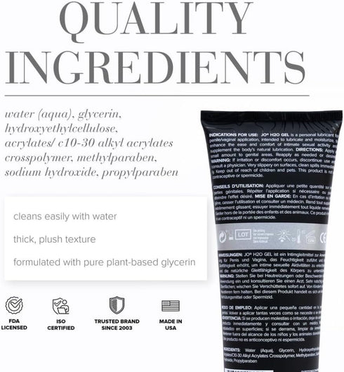 H2O (8 oz) JO Gel Lubricant - Original