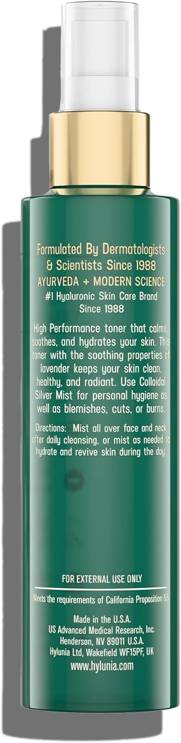 Hylunia Colloidal Silver Mist Toner, 5.1 fl. oz., Hydrating for Skin