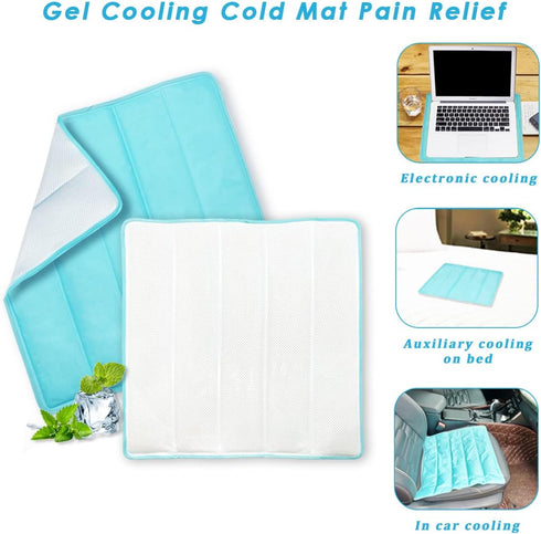 Gel Cooling Mat, Ice Cooling Cold Mat for Pain Relief, Hot Cold Therapy Pack for Back, Shoulder, Knee, Belly (Green