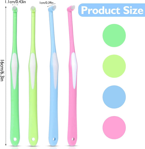 4 Pieces Tuft Toothbrush, Tufted End Tapered Trim Toothbrush for Orthodontic Braces, Compact Interdental Cleaning
