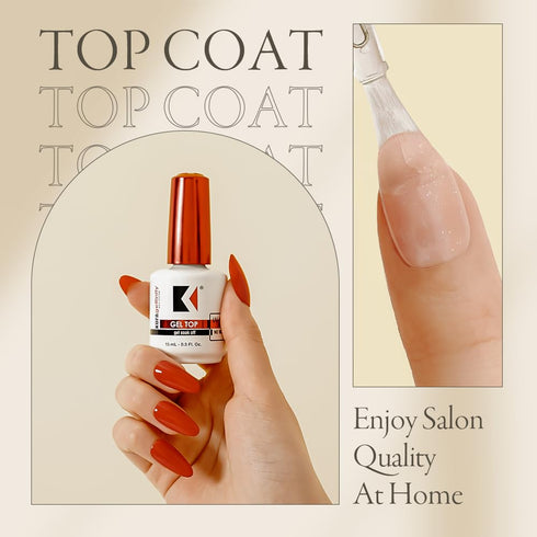 KUPA GelFinity Soak Off Gel, Top Coat Glossy Finish (No-Wipe), 0.5 Fl Oz