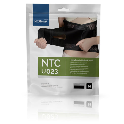 NeoTech Care Adjustable Double Pull Lumbar Brace/Lower Back Belt, Black, Size M