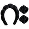 Black Sponge Spa Headband and Wrist Washband Set for Women, Face Washing, Skincare, Shower, Makeup Removal