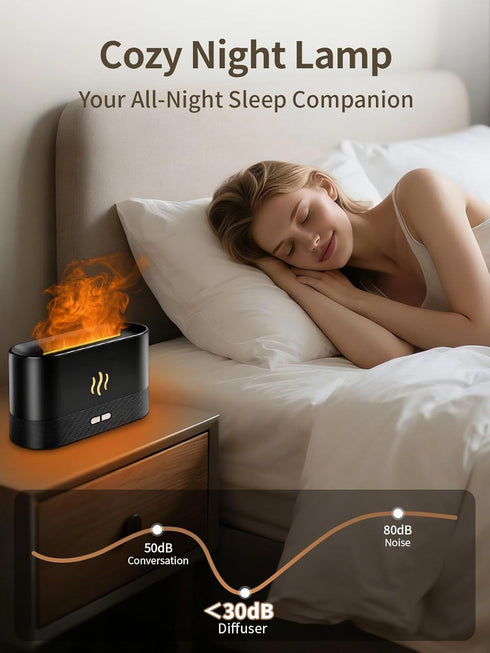 PrawPawtic 180ml 7-Color Flame Essential Oil Diffuser, Aromatherapy Diffuser with LED Lights, Auto Shut-Off, Ultrasonic