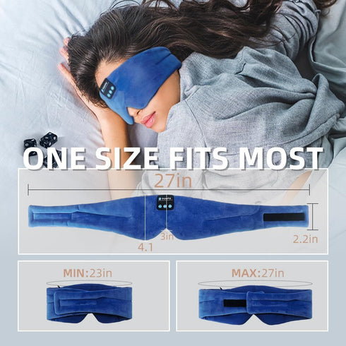 Bluetooth Sleep Headphones Eye Mask, Soft Headband with Wireless Earbuds for Travel Meditation, Blackout Sleep Mask