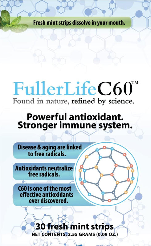 Carbon 60 Antioxidant Dissolvable Strips | Immunity Booster | Pure 99.99% C60 Solvent Free, Fully Dissolved & Dispersed