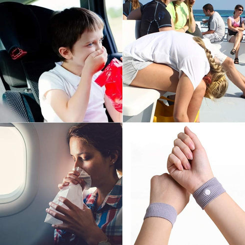 TOULIFLY Travel Wristbands, Natural Motion Sickness Relief Wrist Band, Grey + Black