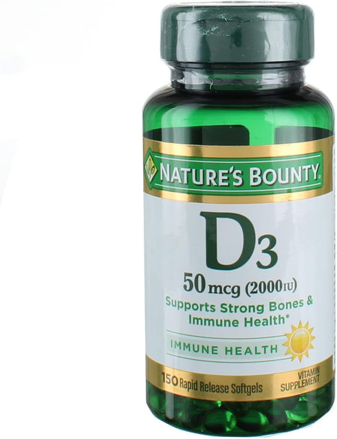 Nature's Bounty Vitamin D3 2000 IU Softgels, 150 ea (Pack of 4)
