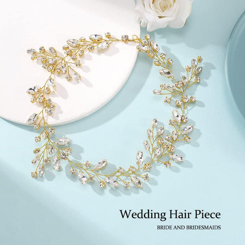 JAKAWIN Bride Crystal Wedding Hair Vine Silver Bridal Hair Piece Rhinestone Hair Accessories for Women and Girls HV113