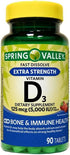 Extra Strength Vitamin D3 Fast Dissolve Tablets, 125 mcg (5,000 IU), Strawberry Flavor, 90 Count