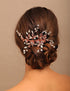 YERTTER Vintage Rhinestones Bride Wedding Hair Accessories - Rose Gold Crystal Floral Leaves Bridal Hair Comb