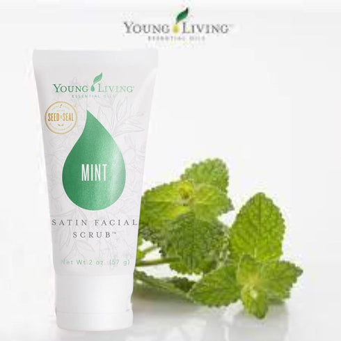 Young Living Satin Facial Scrub Mint, 2 oz, Gentle Exfoliation & Skincare, Dead Skin Removal & Renewal, Bright