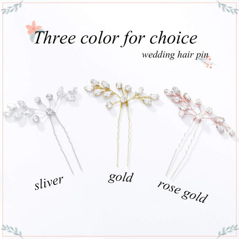 Unicra Bride Wedding Crystal Hair Pins - Bridal Rhinestone Hair Pieces, Wedding Accessories for Women (Pack of 2, Rose