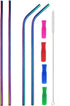 Colorful 12" Stainless Steel Straws, 4pcs Ultra Long Reusable Rainbow Drinking Straws with Silicone Tips & Brush