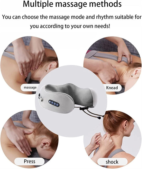 LIPPSY Neck Massager Travel Pillows U-Shaped Memory Foam Neck Pillows & Electric Massager for Muscle, Shoulder