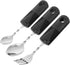 Beavorty Adaptive Utensils, 3pcs Curved Spoon Fork Set with Non-Handles for Elderly with Hand Tremors